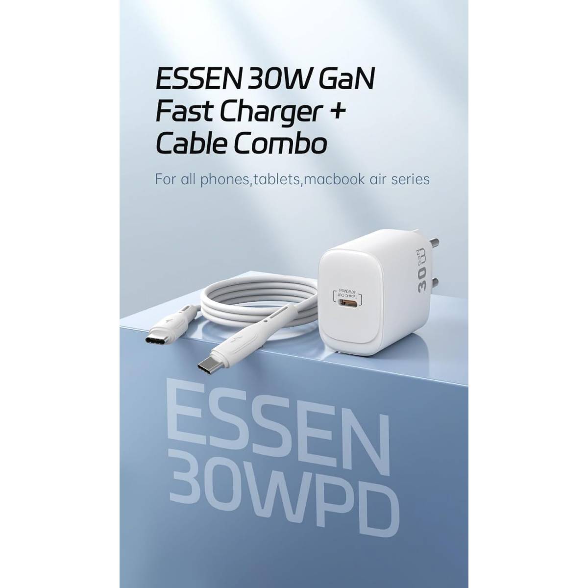 WiWU 30W GaN Fast Charger + C to C Cable Combo