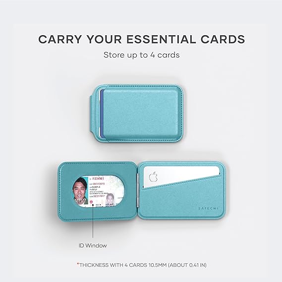 Satechi Magnetic Magsafe Wallet, Double Flap Stand Card Holder, 4 Slots with Front NFC Pass-Through, Adjustable Phone Attachment for iPhone 17/16/15/14/13/12, Travel Accessory
