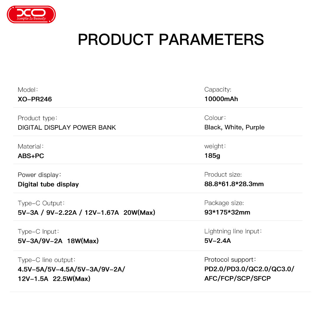 XO-PR246 Mini Power Bank with built in Cable