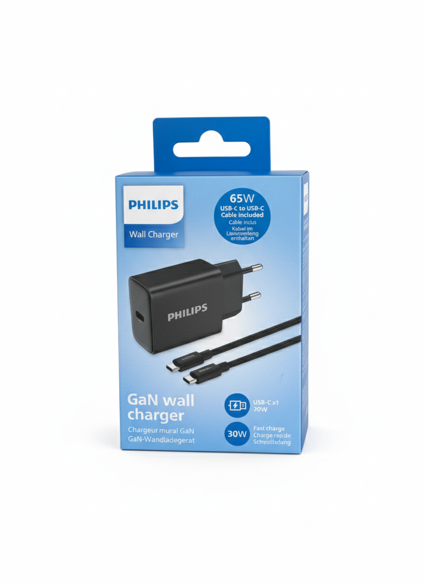 Philips GaN wall charger USB-C 30W - With cable
