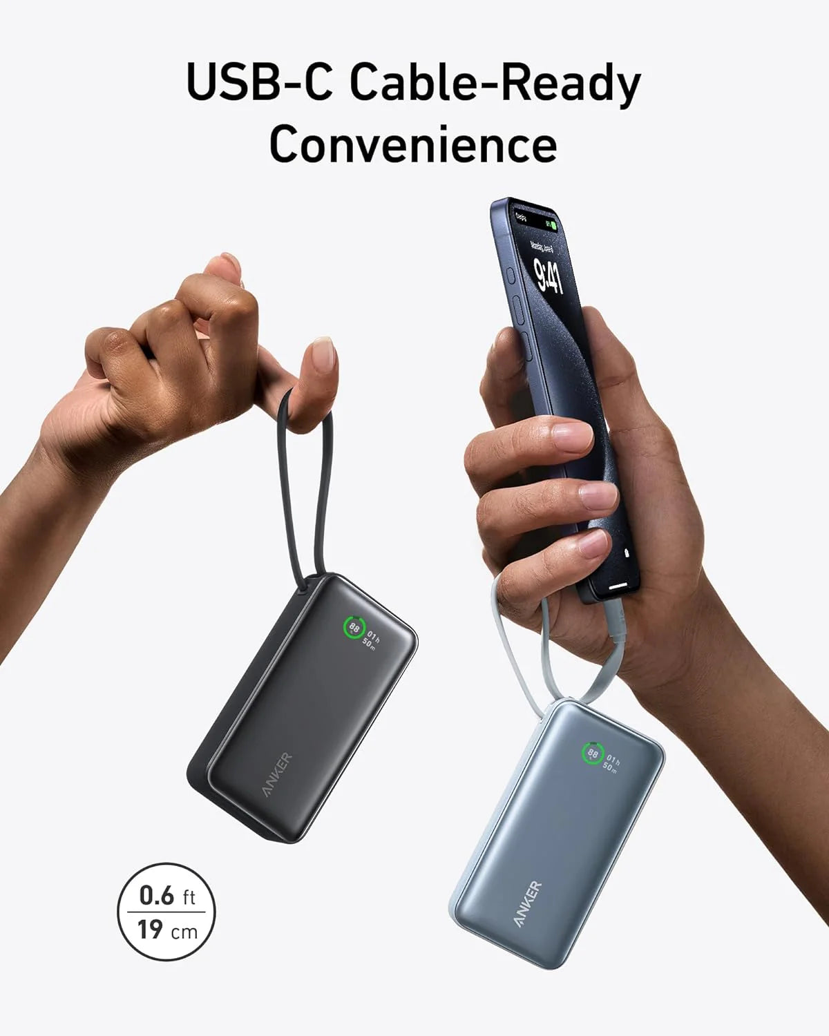 Anker Nano Power Bank 10,000mAh Portable Charger with Built-in USB-C - A1259H11/A1259H31