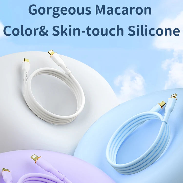 سلك فيغور للشحن السريع Wi-C018 من ويوو, من تايب سي الى لايتننج و من USB C الى لايتننج بقوة 30 واط لون ازرق