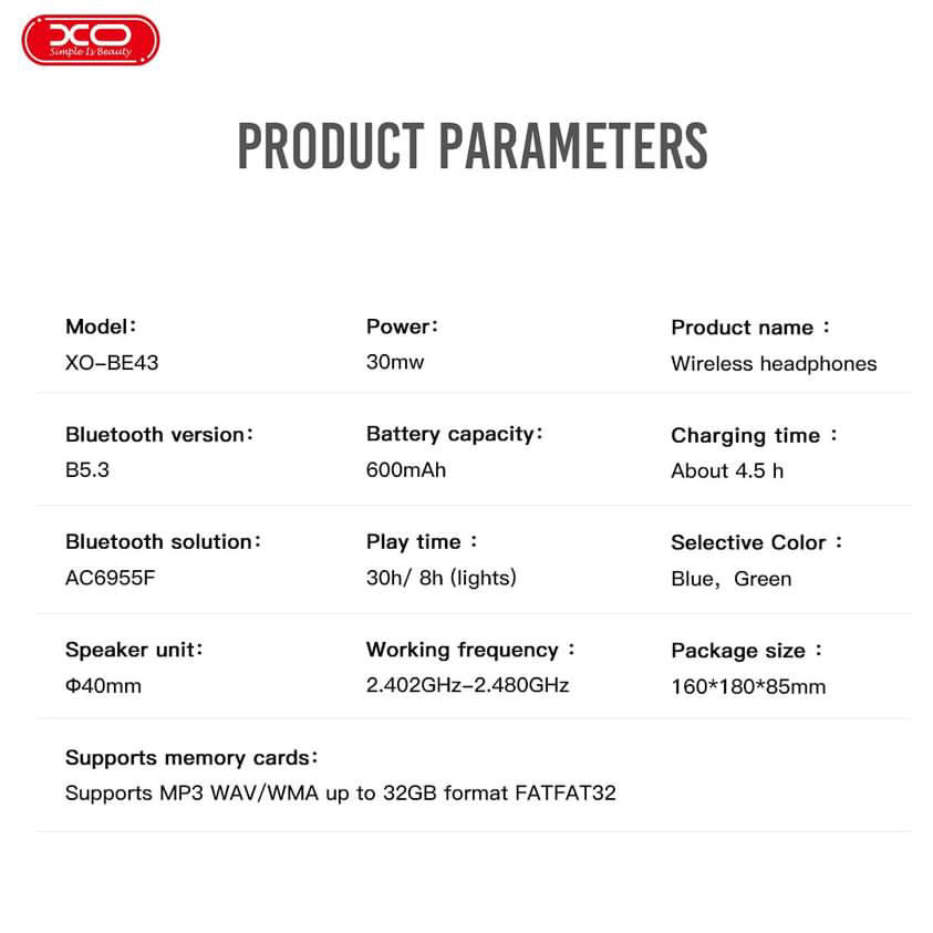XO-BE43 bluetooth headset