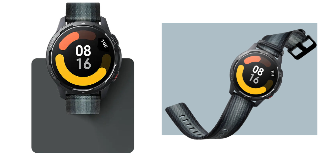 سوار نايلون مضفر لساعة Xiaomi Watch S1 Active باللون الأسود الجرافيتي