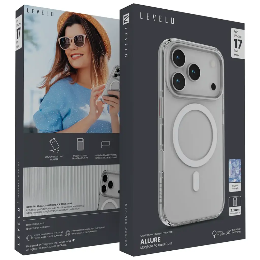 Levelo Allure PC Hard Case for iPhone 17 Pro/Pro Max - Transparent