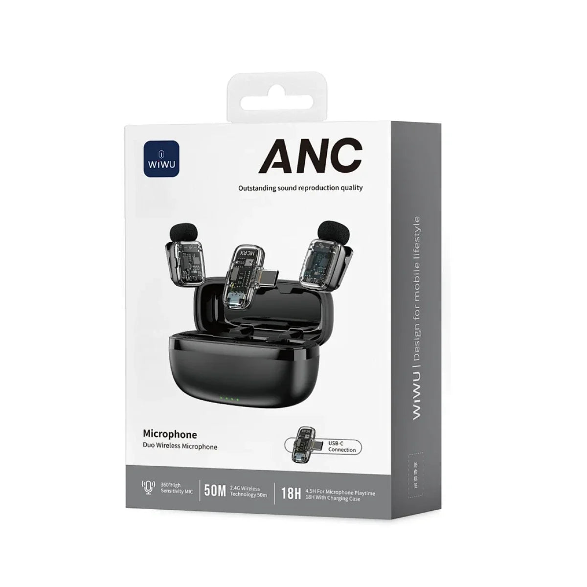 WiWU Wi-WM008 Dual Wireless Lavalier Microphone (1-to-2)