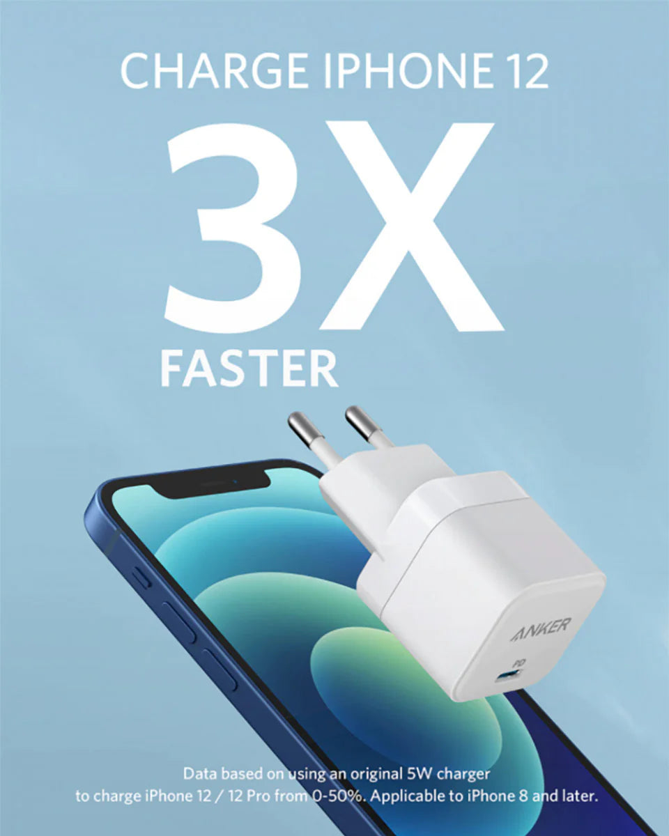 Anker PowerPort III 20W Cube White,PDرأس شاحن مدخل