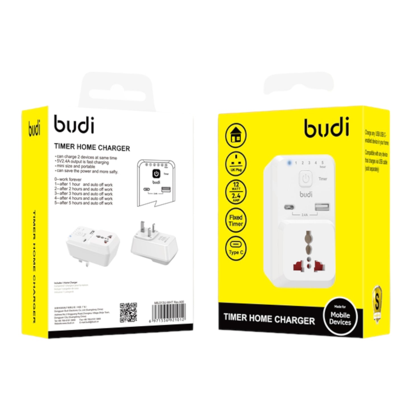 Budi timer home charger (313E) شاحن مع خاصية تحدد الوقت للشحن