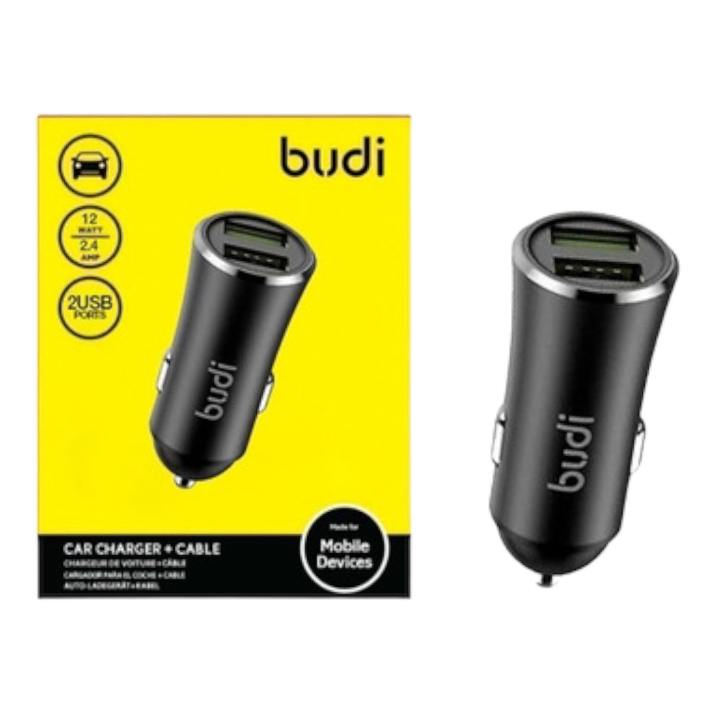 Budi 2 usb car charger (627)رأس شاحن سيارة