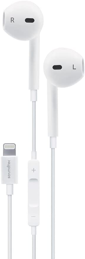 Porodo Soundtec Stereo Earphones with Lightning Connector 1.2m - White
