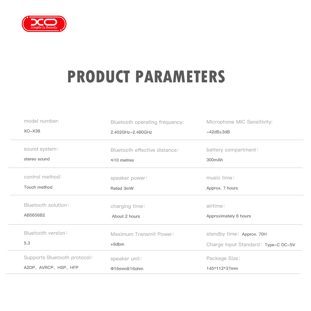 XO-X38 bluetooth Earbuds