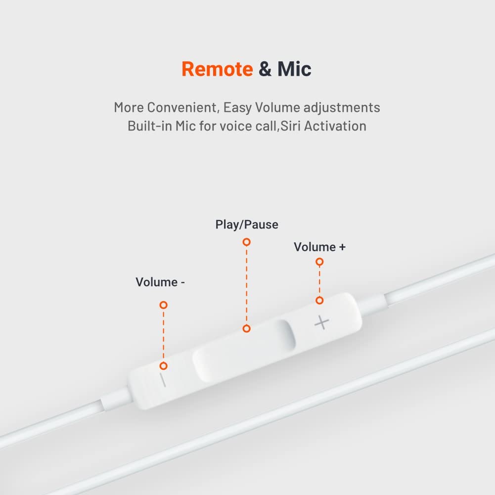 Porodo Soundtec Stereo Earphones with Lightning Connector 1.2m - White