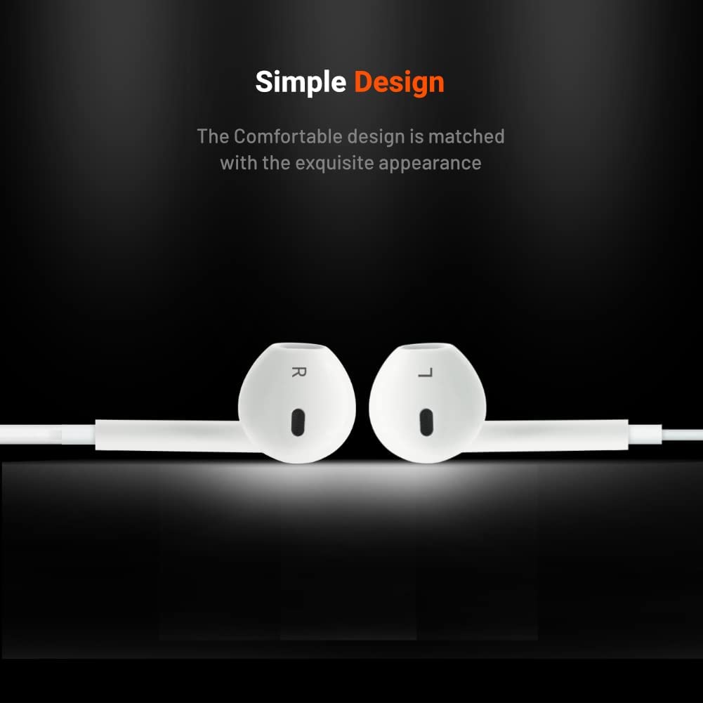 Porodo Soundtec Stereo Earphones with Lightning Connector 1.2m - White