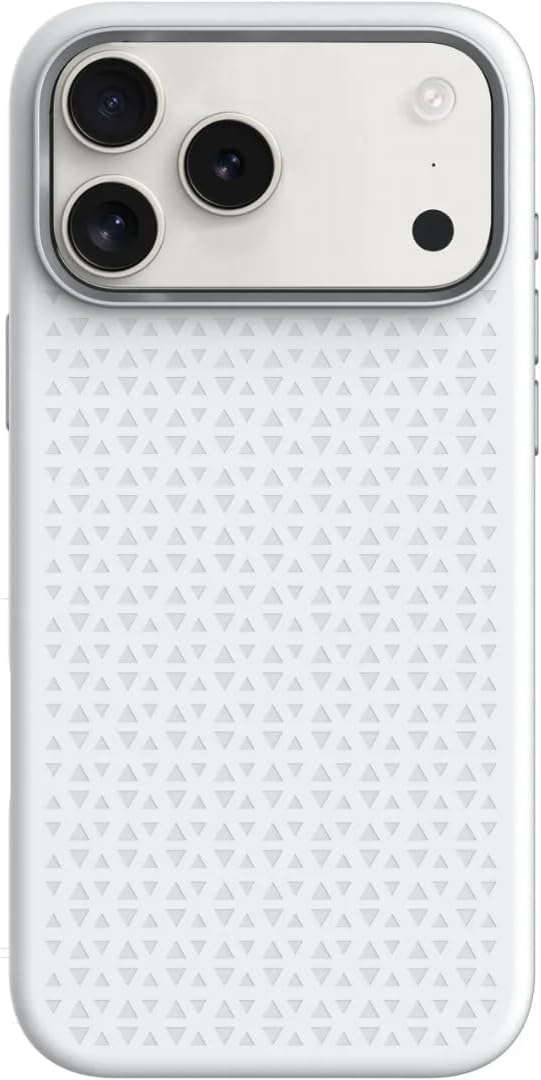 LEVELO Fiora iPhone 17 Pro Max Case, Liquid Silicone with Pattern, Compatible with MagSafe, Premium Silicone Grip, Shock-Resistant Bumper, Aluminum Alloy Frame Protection - Silver