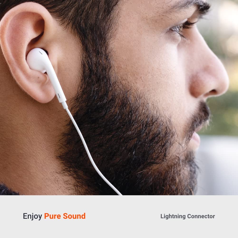 Porodo Soundtec Stereo Earphones with Lightning Connector 1.2m - White