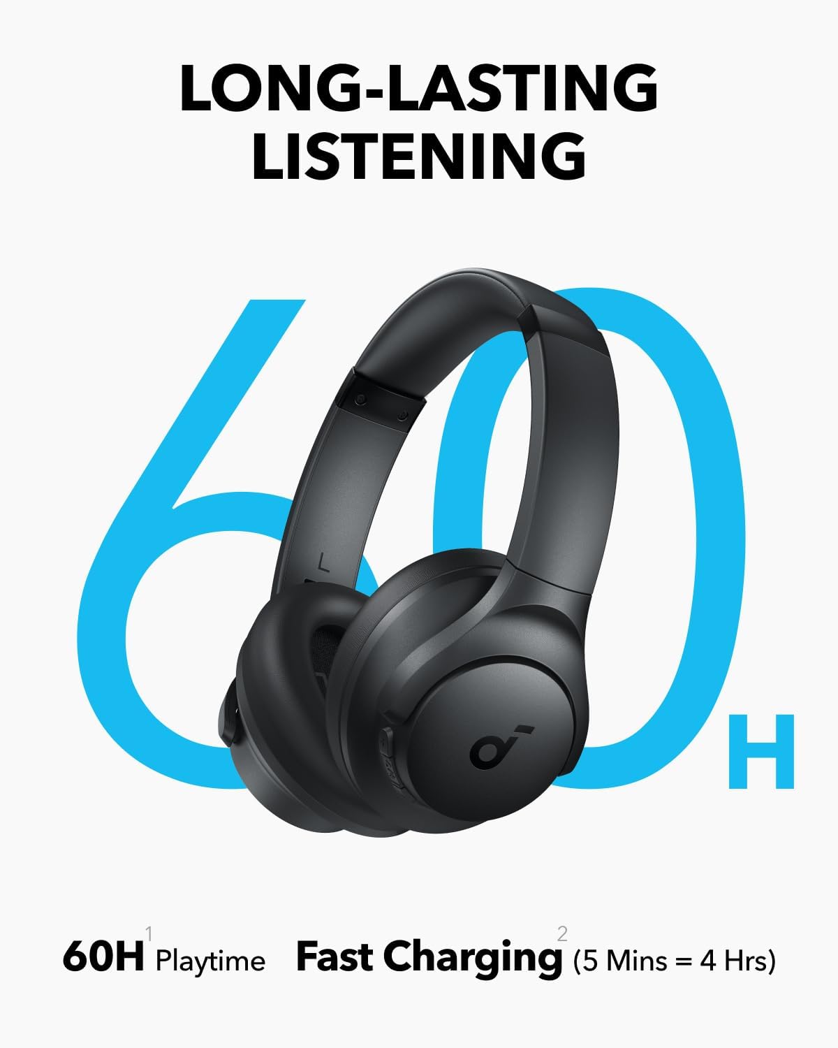 Soundcore Q11i Wireless Over-Ear Bluetooth Headphones by Anker, Deep Bass, 60H Playtime, Hi-Res Audio, Detachable Ear Cushions, Multipoint Connection