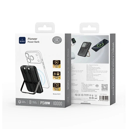 WiWU Pioneer 5-in-1 Power Bank 10000mAh - 15W Magnetic Charging