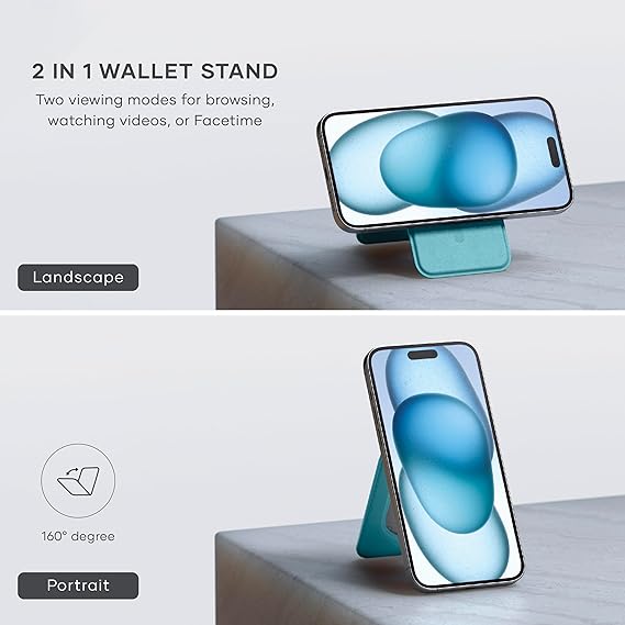 Satechi Magnetic Magsafe Wallet, Double Flap Stand Card Holder, 4 Slots with Front NFC Pass-Through, Adjustable Phone Attachment for iPhone 17/16/15/14/13/12, Travel Accessory