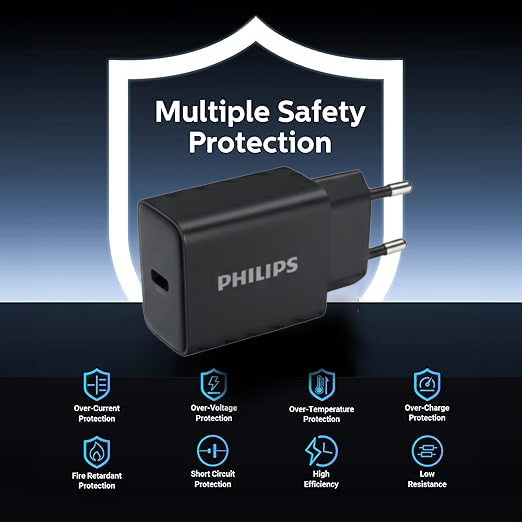 Philips GaN wall charger USB-C 30W - With cable