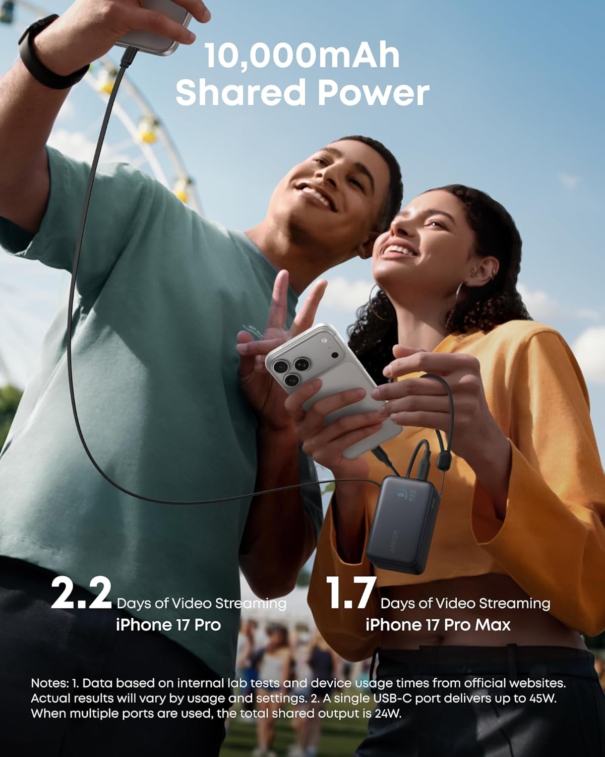 Anker Nano Power Bank (10K, 45W, BuiltIn Retractable USB-C Cable)