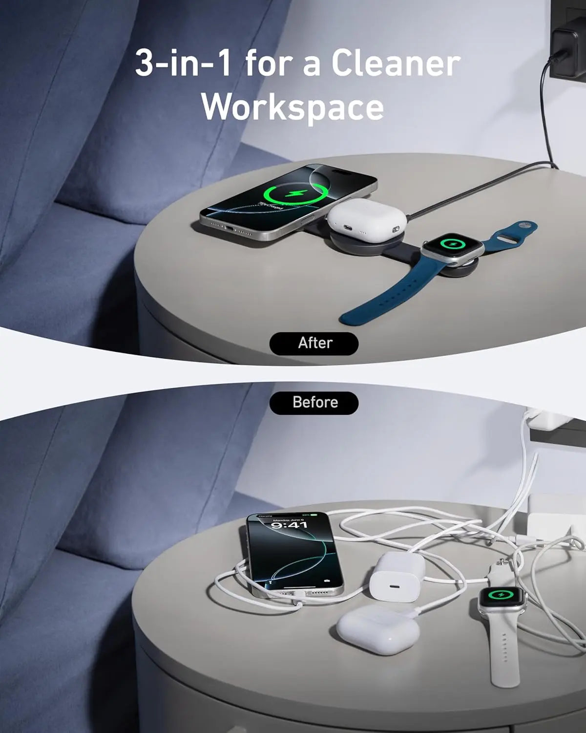 Anker MagGo MagSafe Compatible 2-in-1 Charger, Qi2 Certified 15W Fast Charge