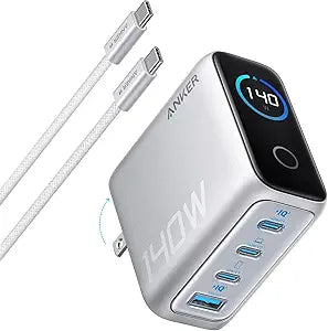 Anker Charger (140W, 4-Port, PD 3.1) with USB-C Cable