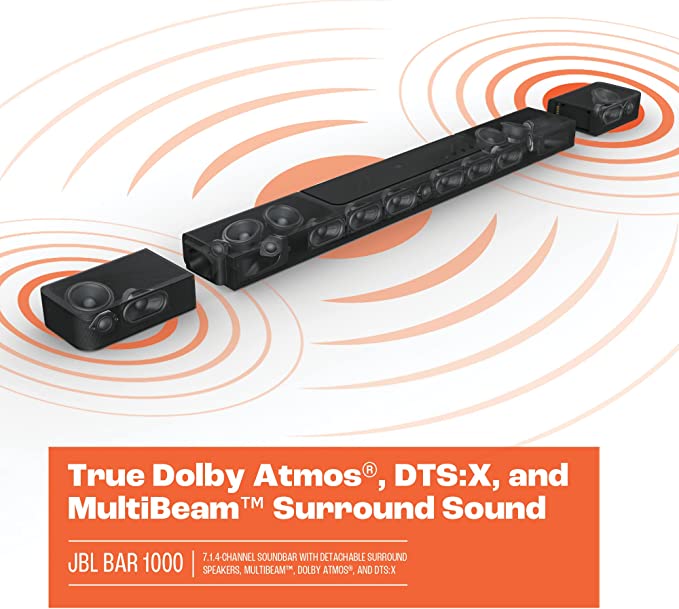 JBL BAR1000 7.1 Channel Soundbar With Detachable Surround Speaker Multibeam Dolby
