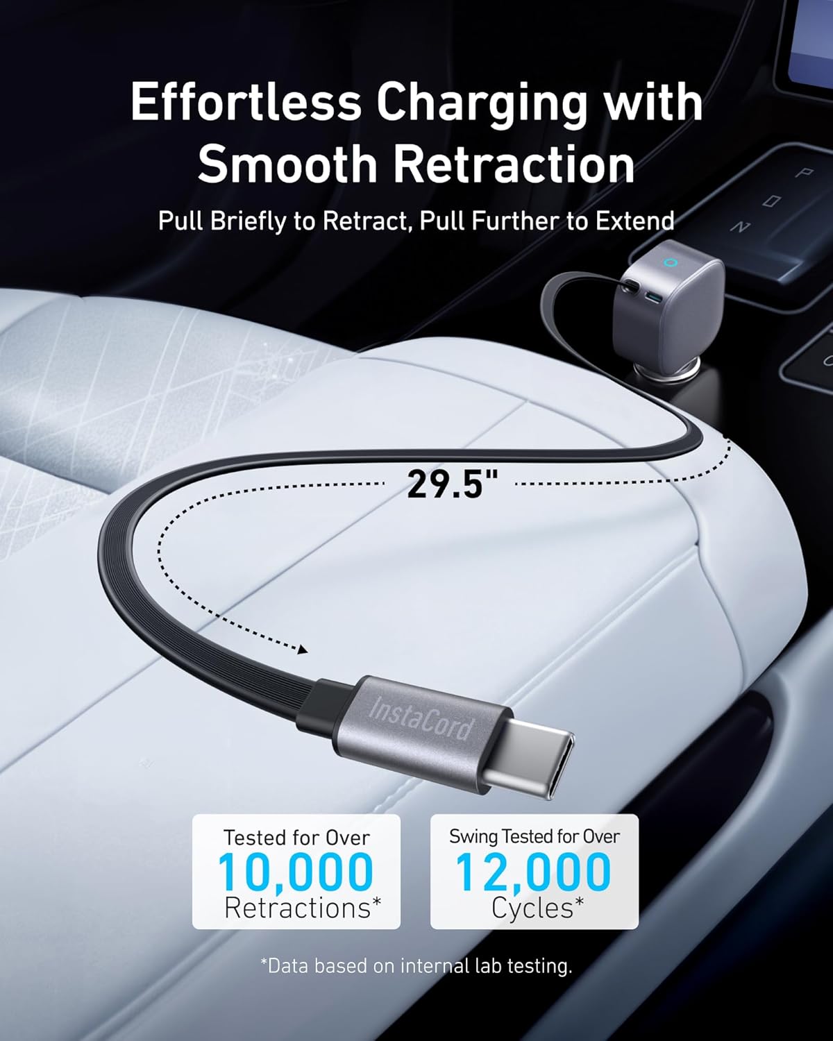 Anker Nano Car Charger (75W, USB-C Port, Built-In Retractable USB-C Cable)