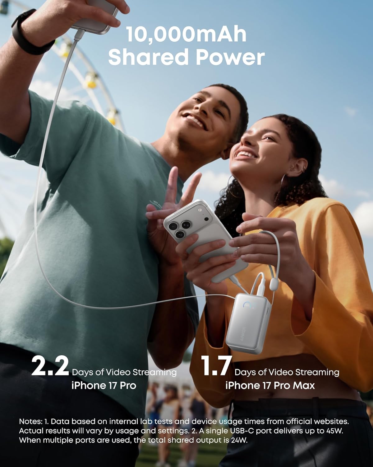 Anker Nano Power Bank (10K, 45W, BuiltIn Retractable USB-C Cable)
