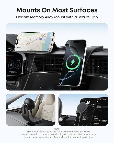 Anker Nano Magnetic Wireless Car Charger, 15W Qi2 Certified  (Adapter Included)