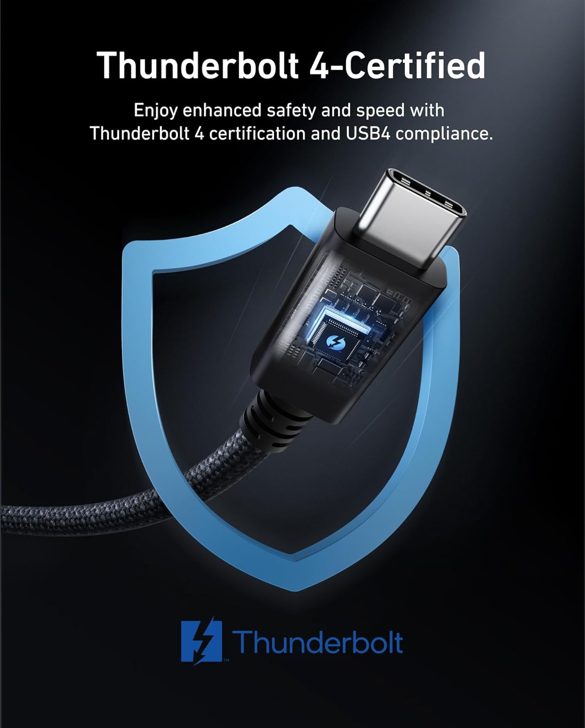 Anker Thunderbolt 4 Cable Ultra Fast Data Transfer (3.3 ft/ 240W/ 40 Gbps/ Braided)