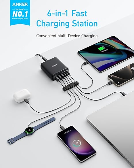 Anker Charger (112W, 6 Ports, GaN)