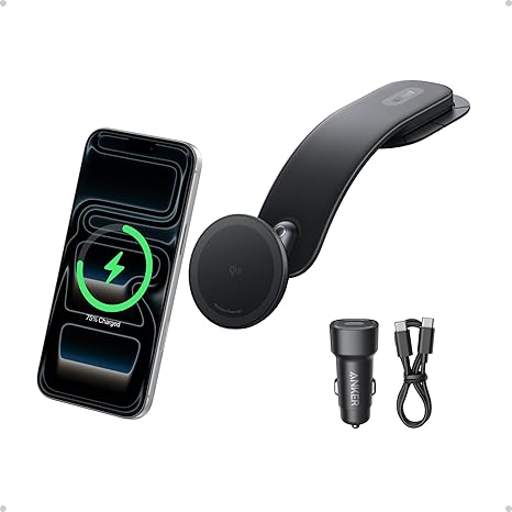 Anker Nano Magnetic Wireless Car Charger, 15W Qi2 Certified  (Adapter Included)