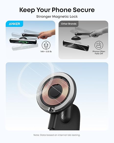 Anker Nano Magnetic Wireless Car Charger, 15W Qi2 Certified  (Adapter Included)