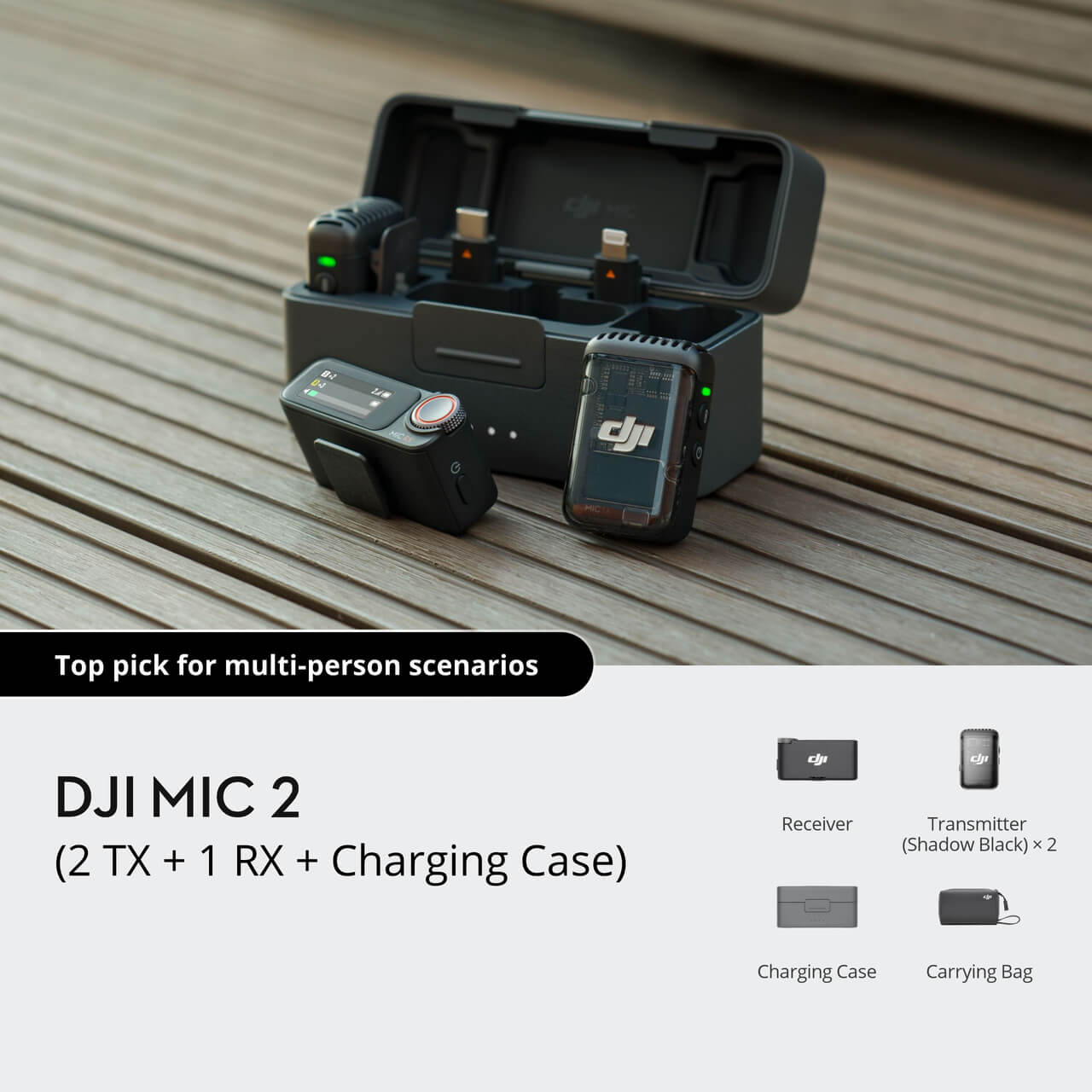 DJI MIC 2,(2 TX + 1 RX + Charging Case)