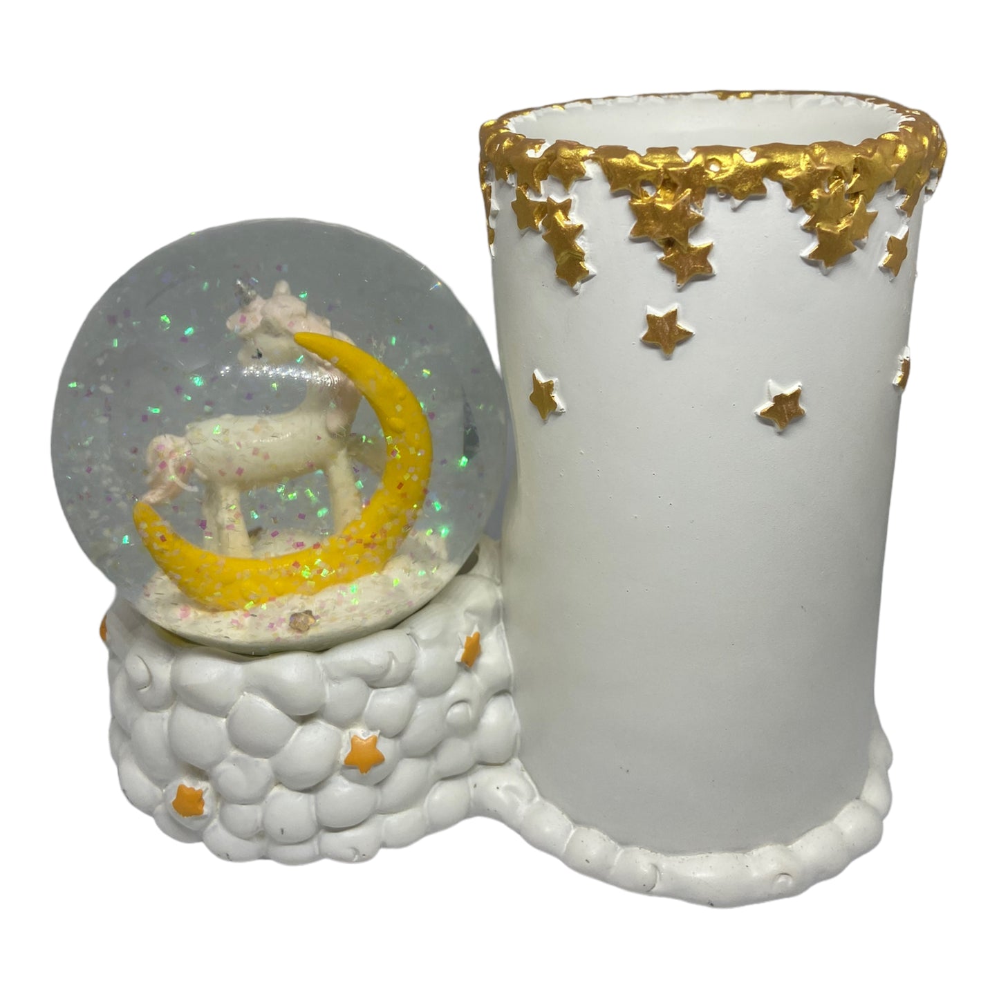 Twinkle Stars Unicorn Snow Globe Desk Organizer