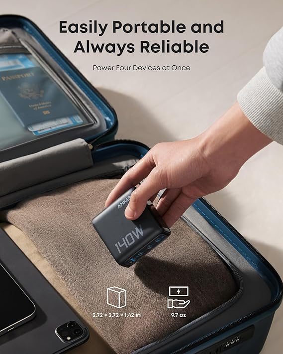 Anker Charger (140W, 4-Port, PD 3.1) with USB-C Cable