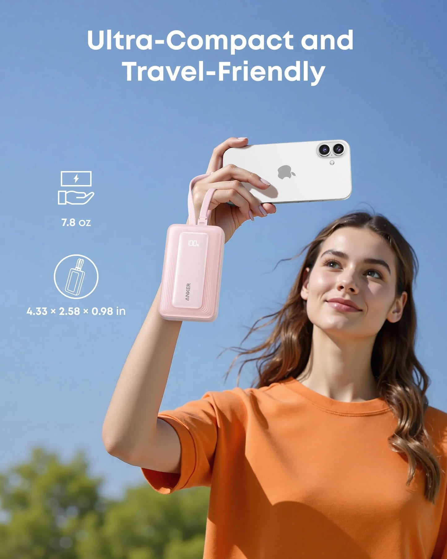 Anker Zolo Power Bank (10K, 35W, Built-In Dual USB-C Cables