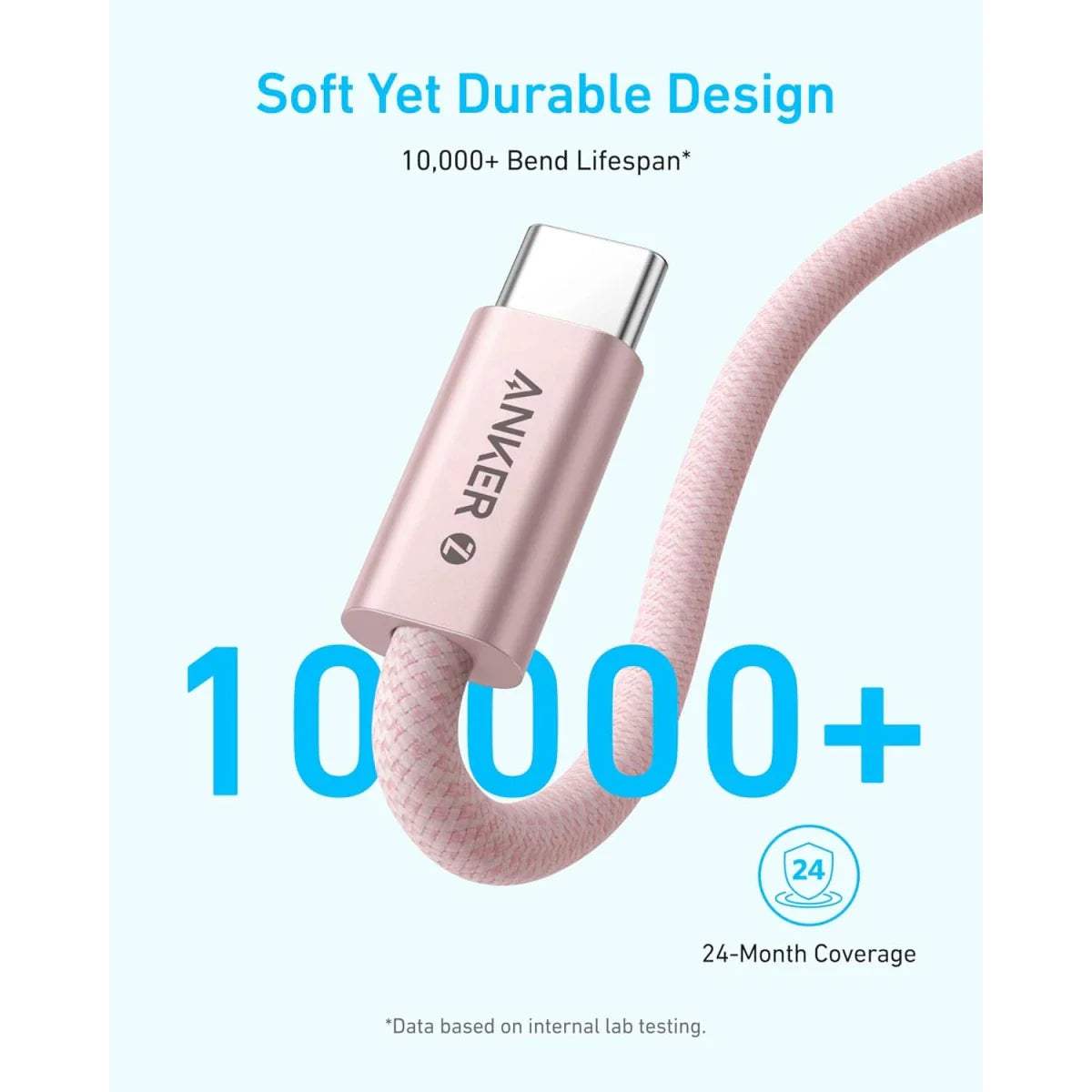 Anker Zolo USB C to USB C Cable, Braided and Dirt-Free Type-C Fast Charging Cable, Slim Connector, for iPhone 17 Series, MacBook (240W)