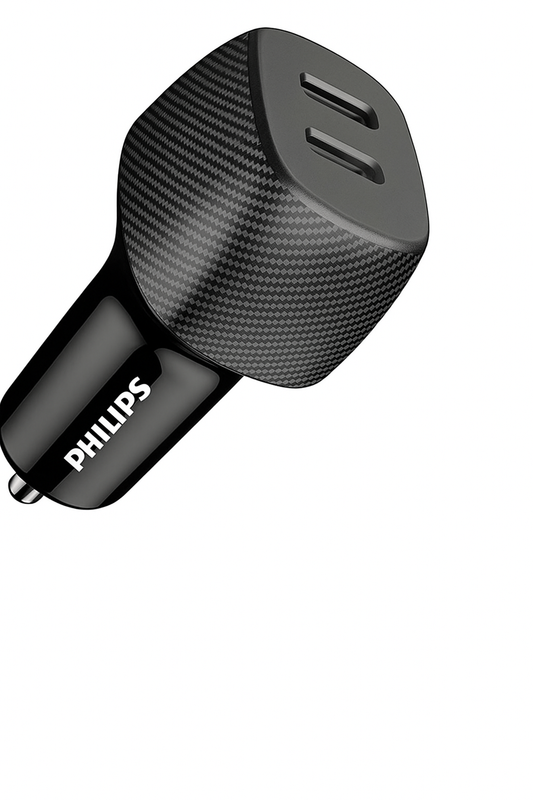 Philips 60W Dual Port USB-C Car Charger,20V Universal Car Charger, without cable