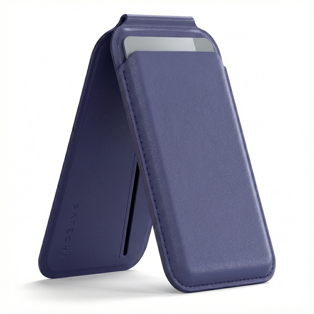 Satechi Magnetic Magsafe Wallet, Double Flap Stand Card Holder, 4 Slots with Front NFC Pass-Through, Adjustable Phone Attachment for iPhone 17/16/15/14/13/12, Travel Accessory