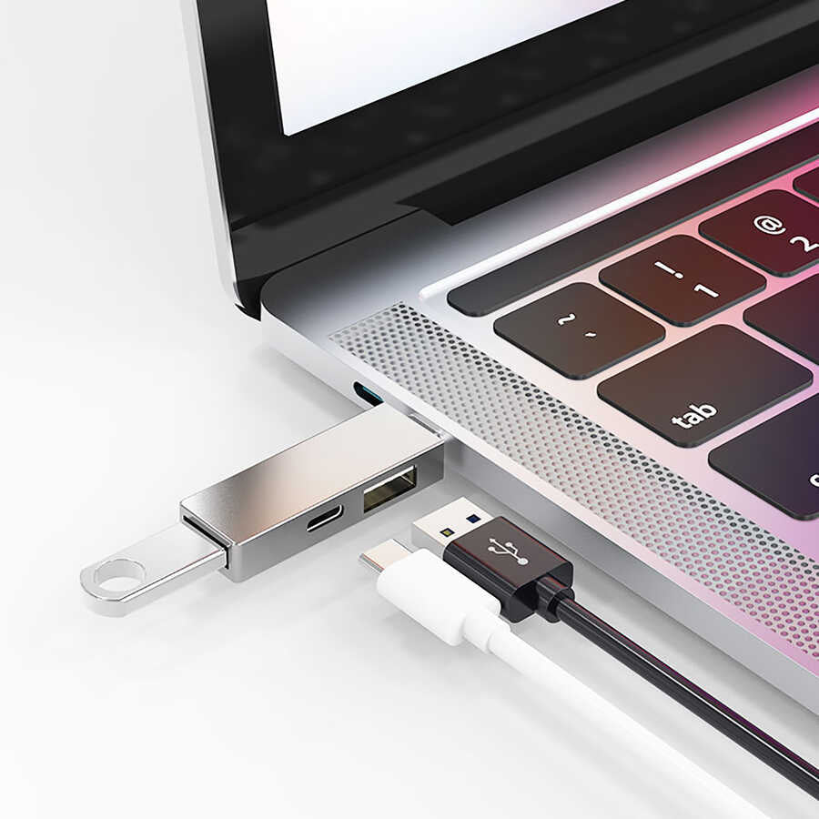 Wiwu Alpha T02 Pro 3 in 1 Type-C Hub Usb Coupler with PD Port