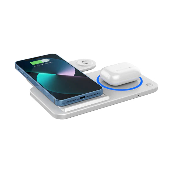 شاحن لاسلكي WIWU WI-W020 قابل للطي بقوة 15 وات 3 في 1 - أبيض