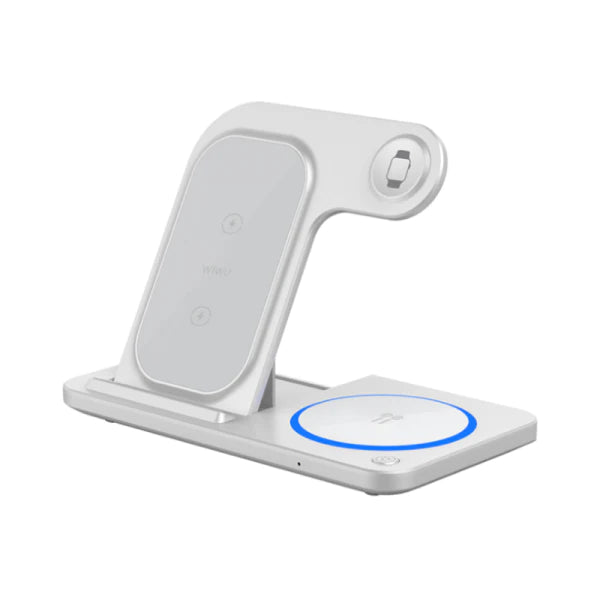 شاحن لاسلكي WIWU WI-W020 قابل للطي بقوة 15 وات 3 في 1 - أبيض