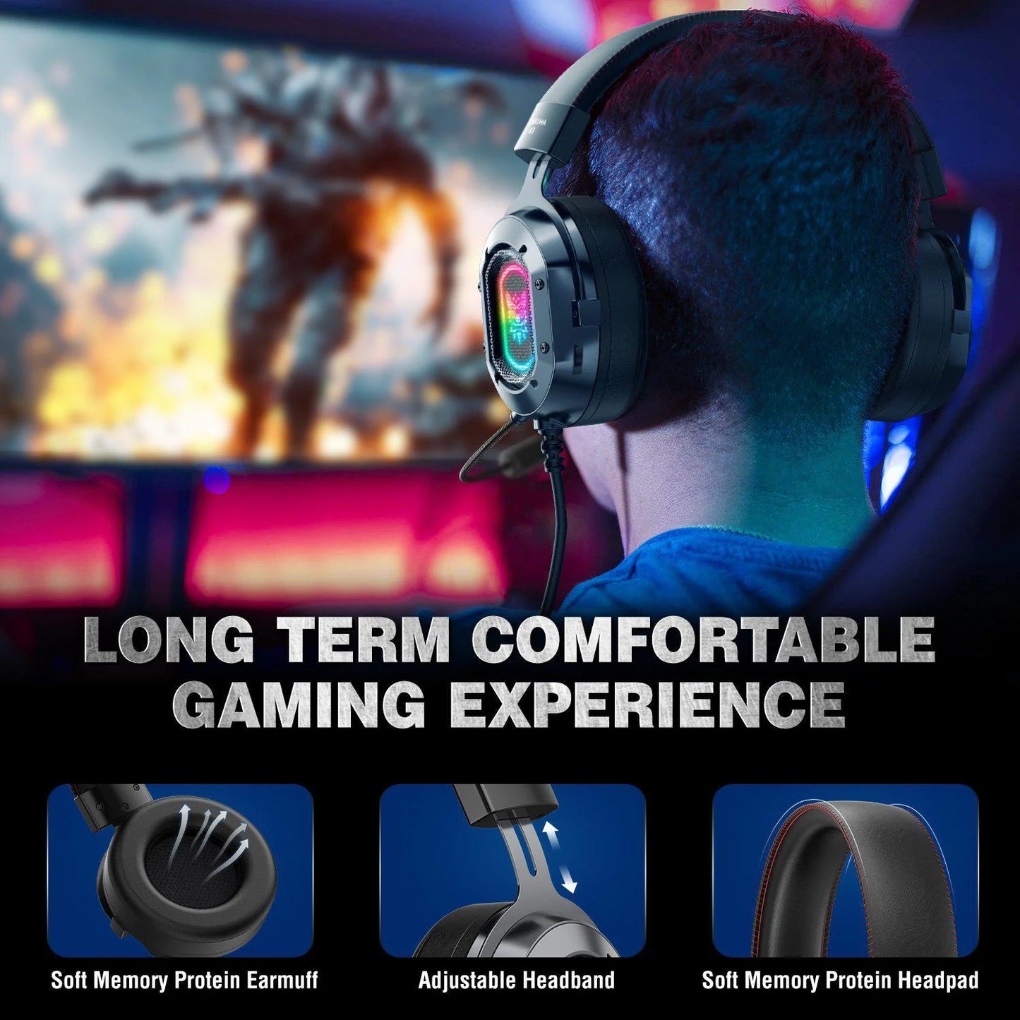 ONIKUMA K3 Wired RGB Light Gaming Headset