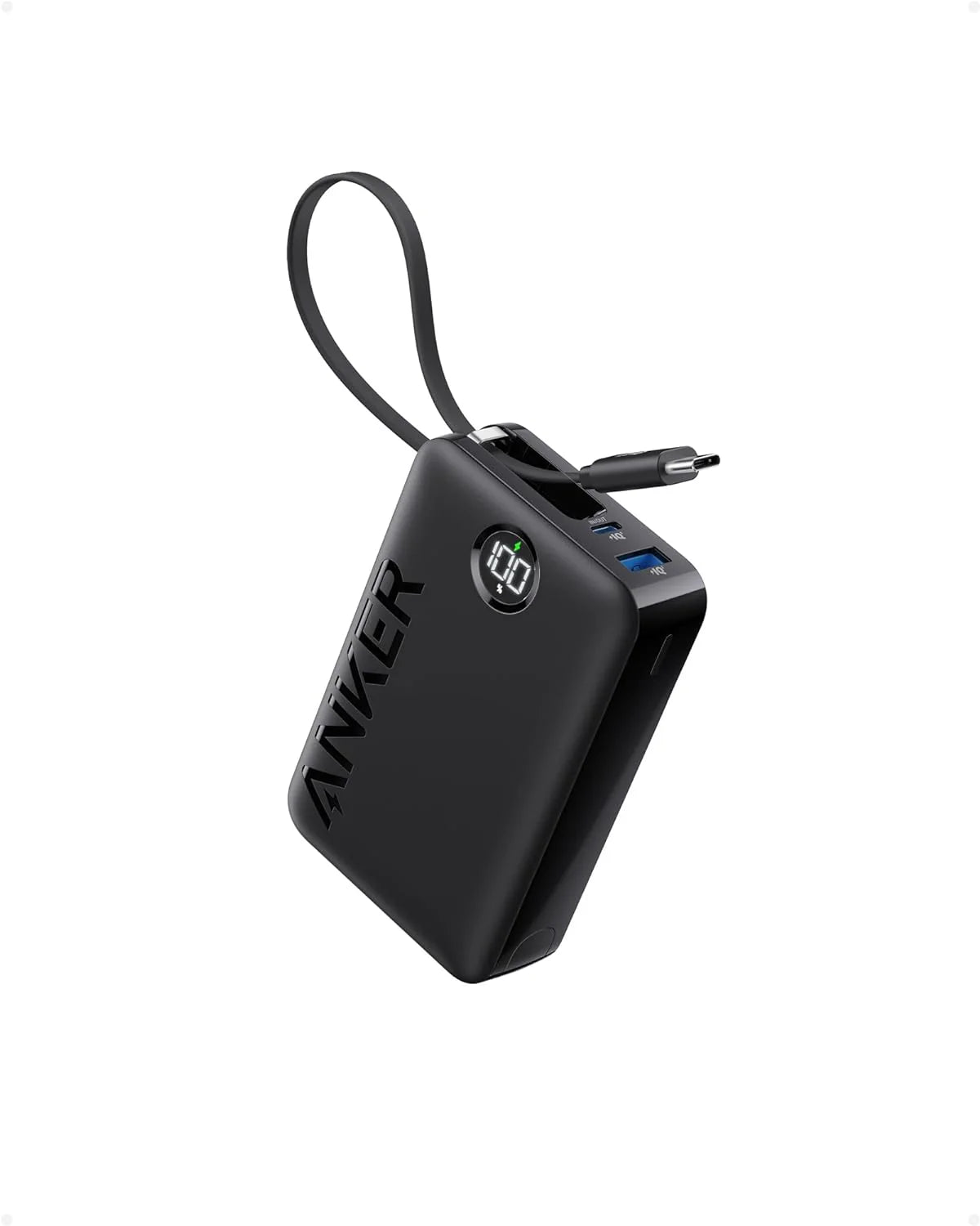 ANKER Power Bank 20,000mAh Built-in USB-C Cable Battery Pack for iPhone - Black A1647H11