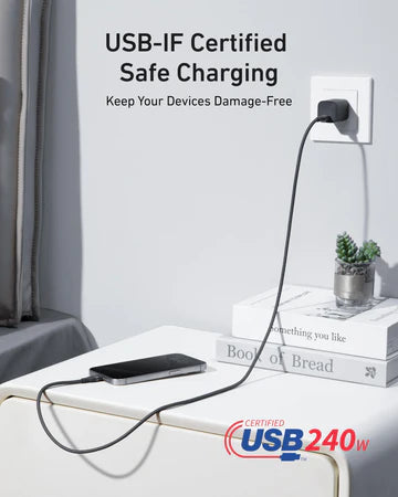 Anker USB-C to USB-C Cable (3ft, 240W, Braided) Black