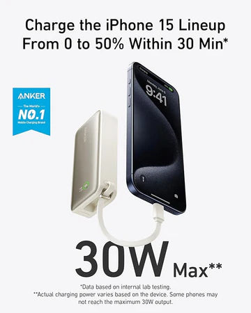 Anker Nano Power Bank (30W,Built-In USB-C Cable)