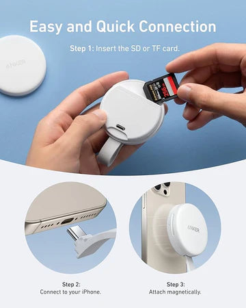Anker MagGo USB-C Adapter (3-in-1, 10Gbps, For iPhone) Gray