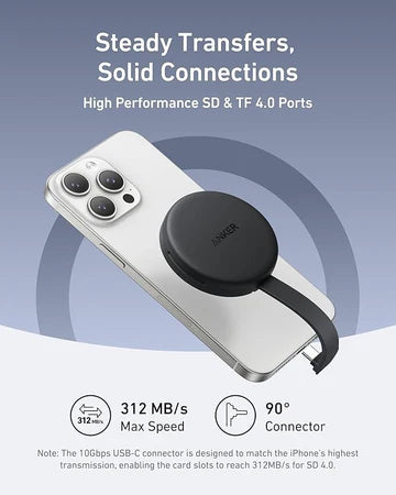Anker MagGo USB-C Adapter (3-in-1, 10Gbps, For iPhone) Gray